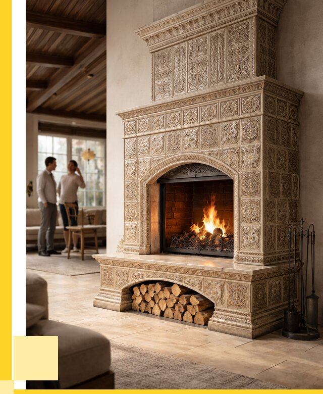 Купить изразцовый камин в Тюмени от 255175 р. | ЭриданТюм