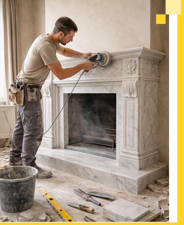 Изготовление и установка мраморных каминов в Тюмени под ключ