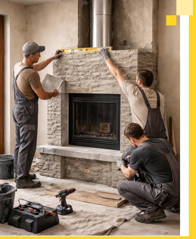 Профессиональный монтаж каминов под ключ в Тюмени для дома