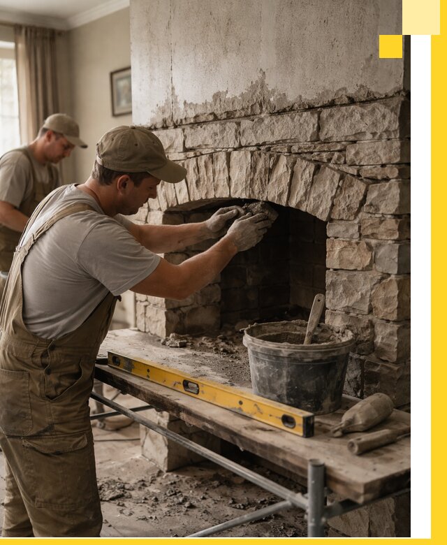 Изготовление каминов под ключ в Тюмени, монтаж и отделка