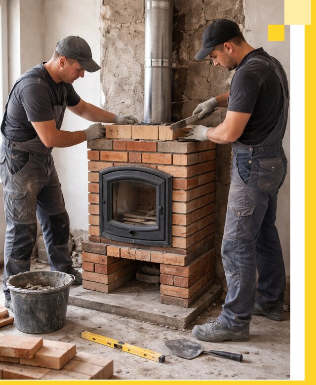 Монтаж печи камина под ключ в Тюмени с гарантией и пусконаладкой