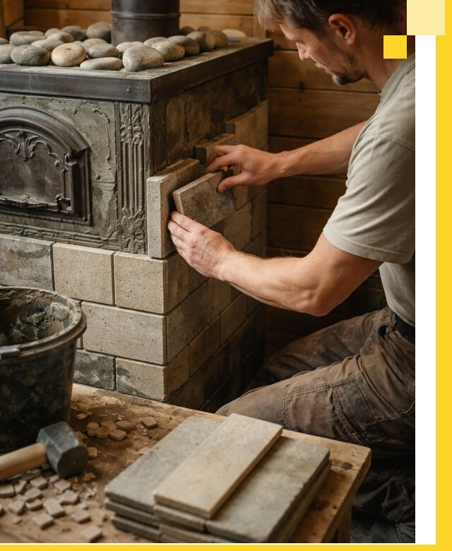 Облицовка банных печей в Тюмени профессиональная отделка