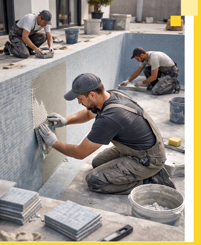 Облицовка бассейнов в Тюмени плитка мозаика гидроизоляция