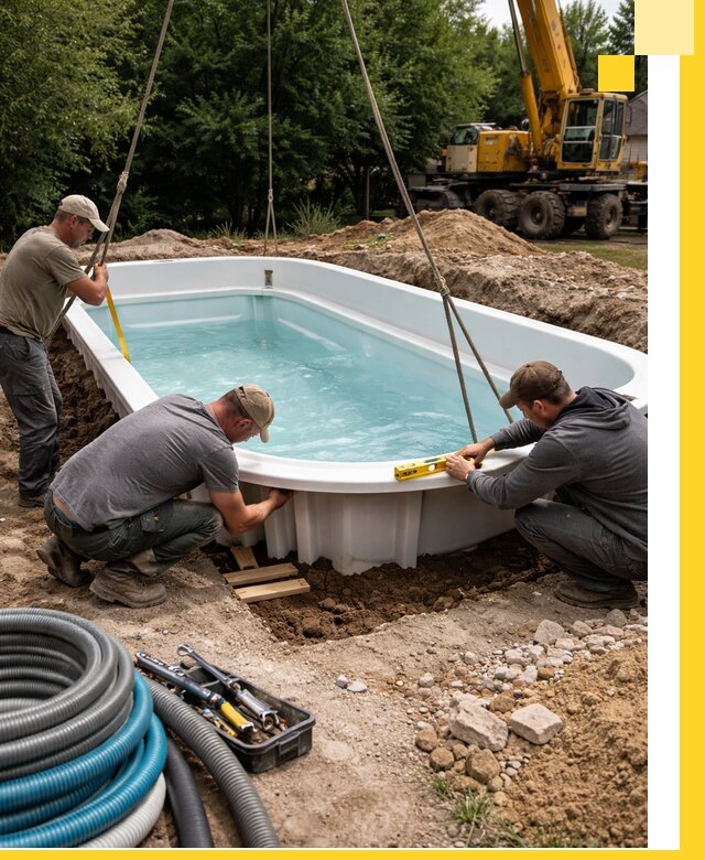 Установка и монтаж композитных бассейнов под ключ в Тюмени