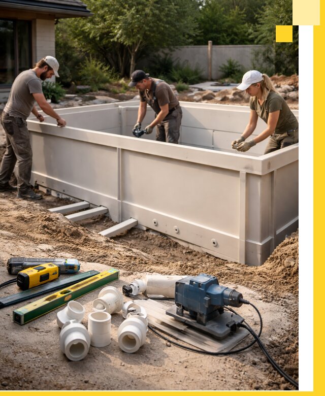 Установка полипропиленовых бассейнов под ключ в Тюмени