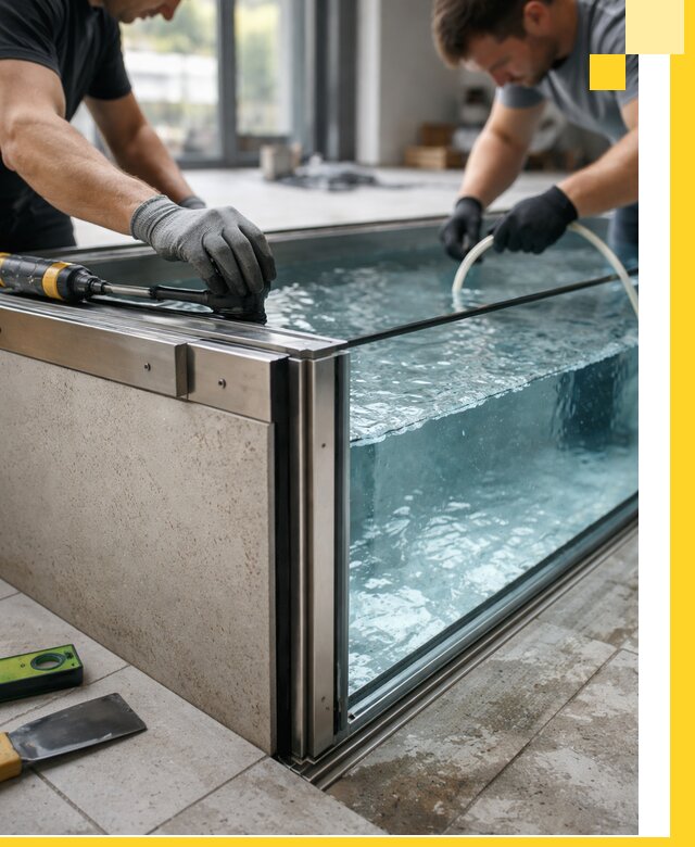 Проектирование и монтаж стеклянных бассейнов в Тюмени