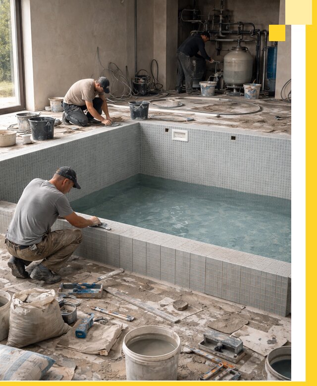 Строительство и монтаж бассейнов в помещении в Тюмени