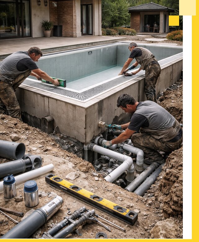 Строительство переливных бассейнов в Тюмени под ключ