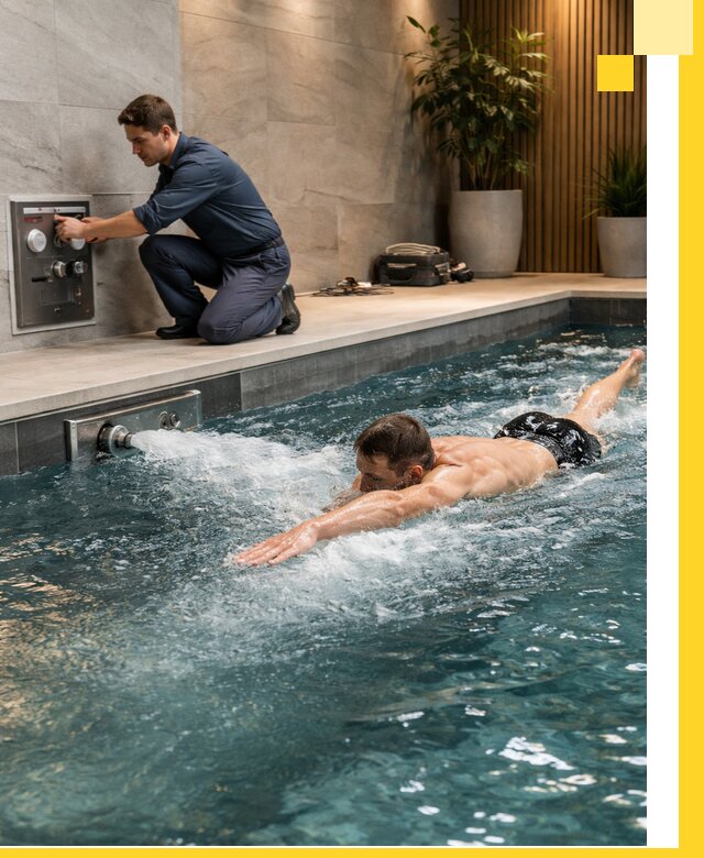 Проектирование и монтаж бассейнов с противотоком в Тюмени