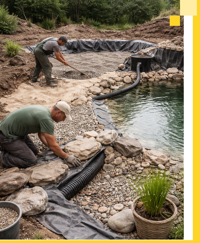 Строительство природных бассейнов и озер в Тюмени под ключ