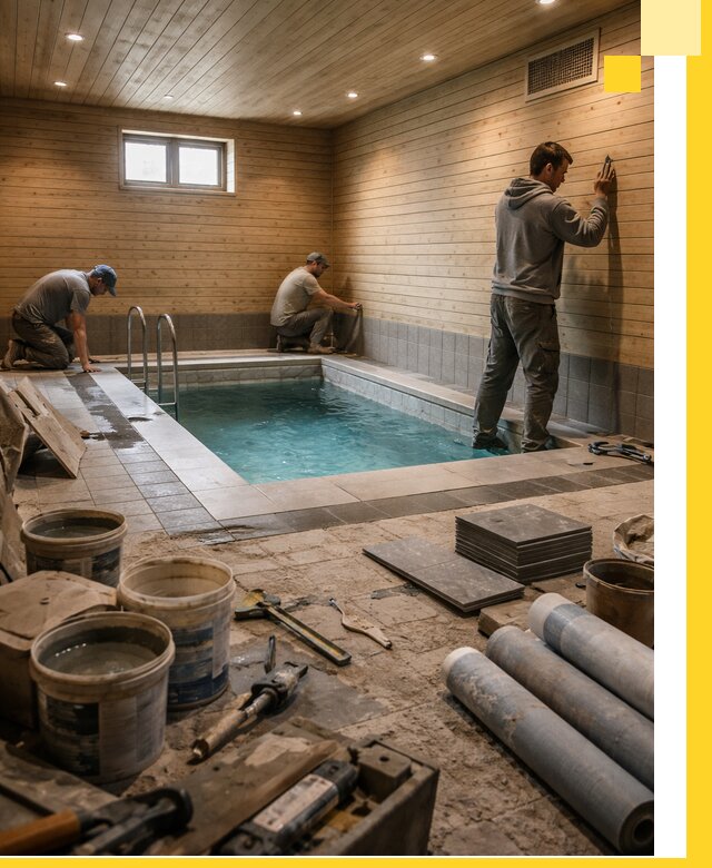 Строительство бани с бассейном и сауной под ключ в Тюмени