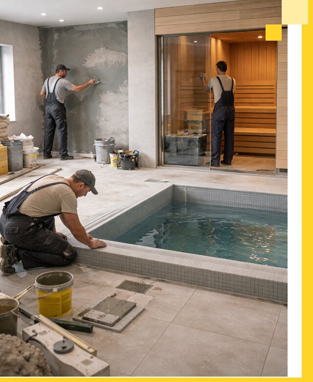 Проектирование и строительство сауны с бассейном в Тюмени