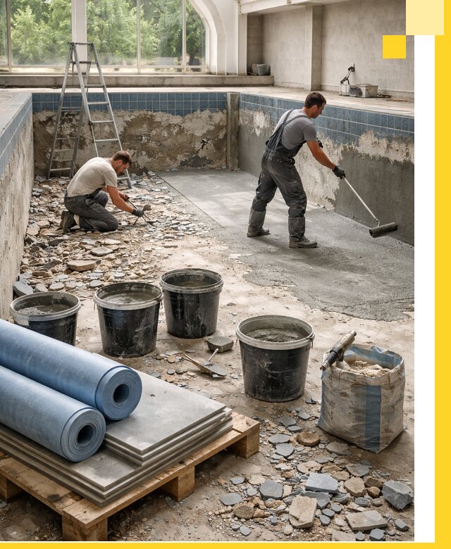 Реконструкция бассейнов в Тюмени: ремонт, гидроизоляция