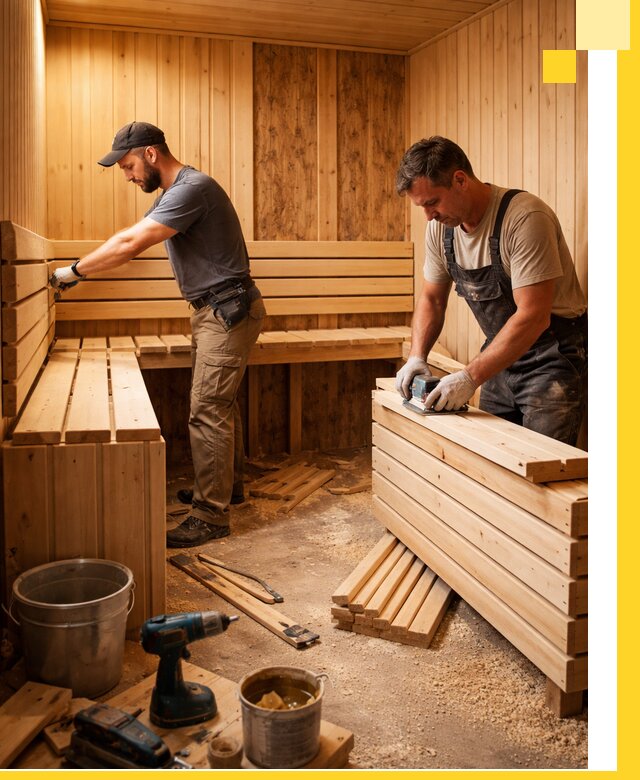 Профессиональный комплексный ремонт саун под ключ в Тюмени