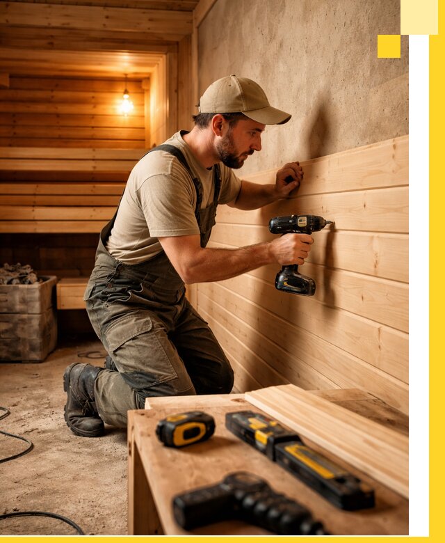 Профессиональная внутренняя отделка бани в Тюмени под ключ