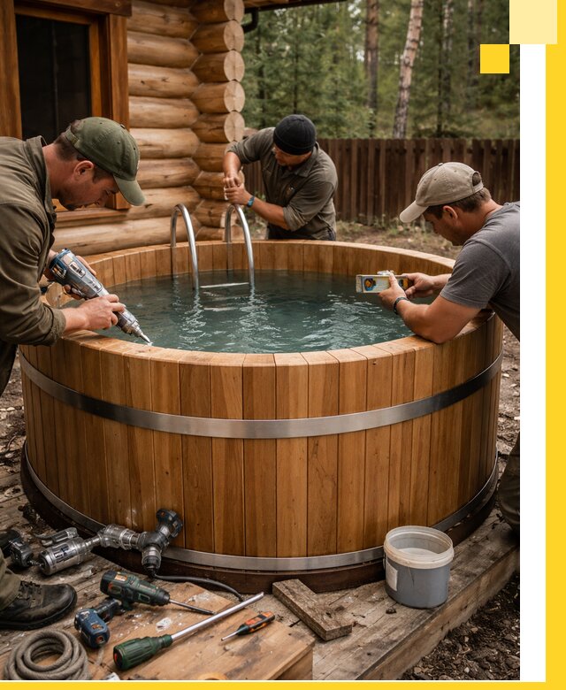 Строительство бань с купелью под ключ и отделкой в Тюмени