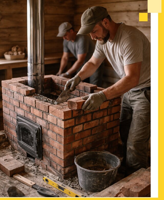 Кирпичные печи для бани под ключ в Тюмени, проект и монтаж