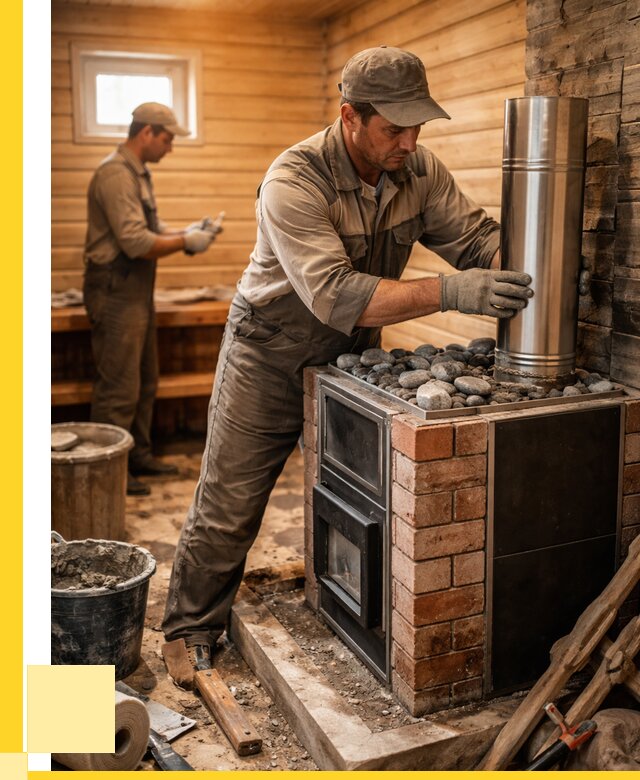 Монтаж печи в бане под ключ в Тюмени от 20414 р. | ЭриданТюм