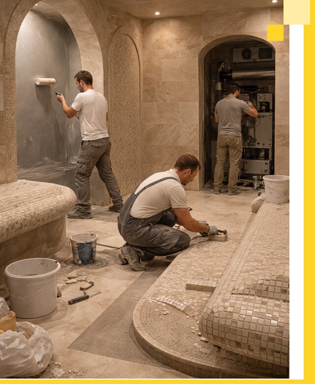 Строительство бани с хамамом и бассейном под ключ в Тюмени