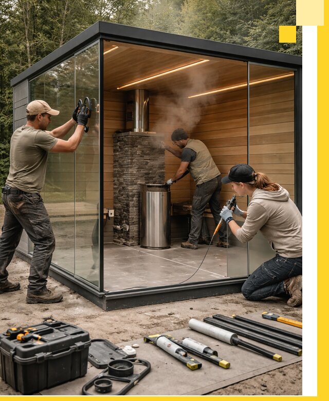 Проектирование и строительство стеклянных бань в Тюмени