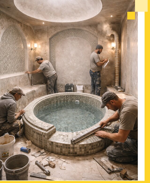 Профессиональное строительство хамама с бассейном в Тюмени под ключ
