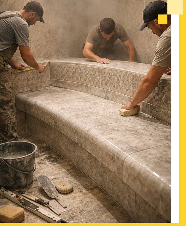 Изготовление и установка сидений для хамама в Тюмени