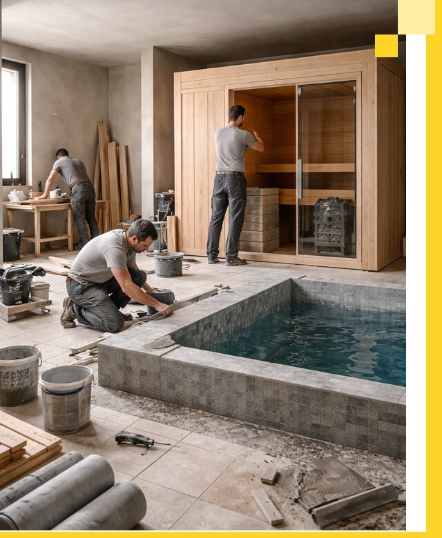 SPA зоны под ключ с бассейном сауной и печью в Тюмени